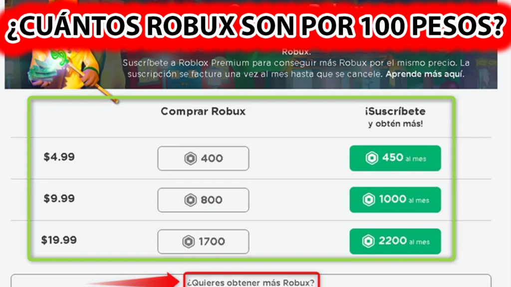 Cuantos Robux son 100 Pesos Mexicanos